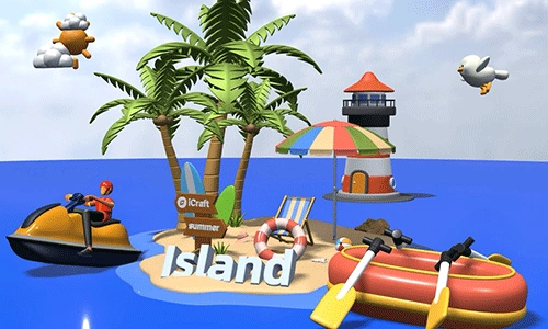 Island Resort C4D Rendered Scene - AI Rendering Effect